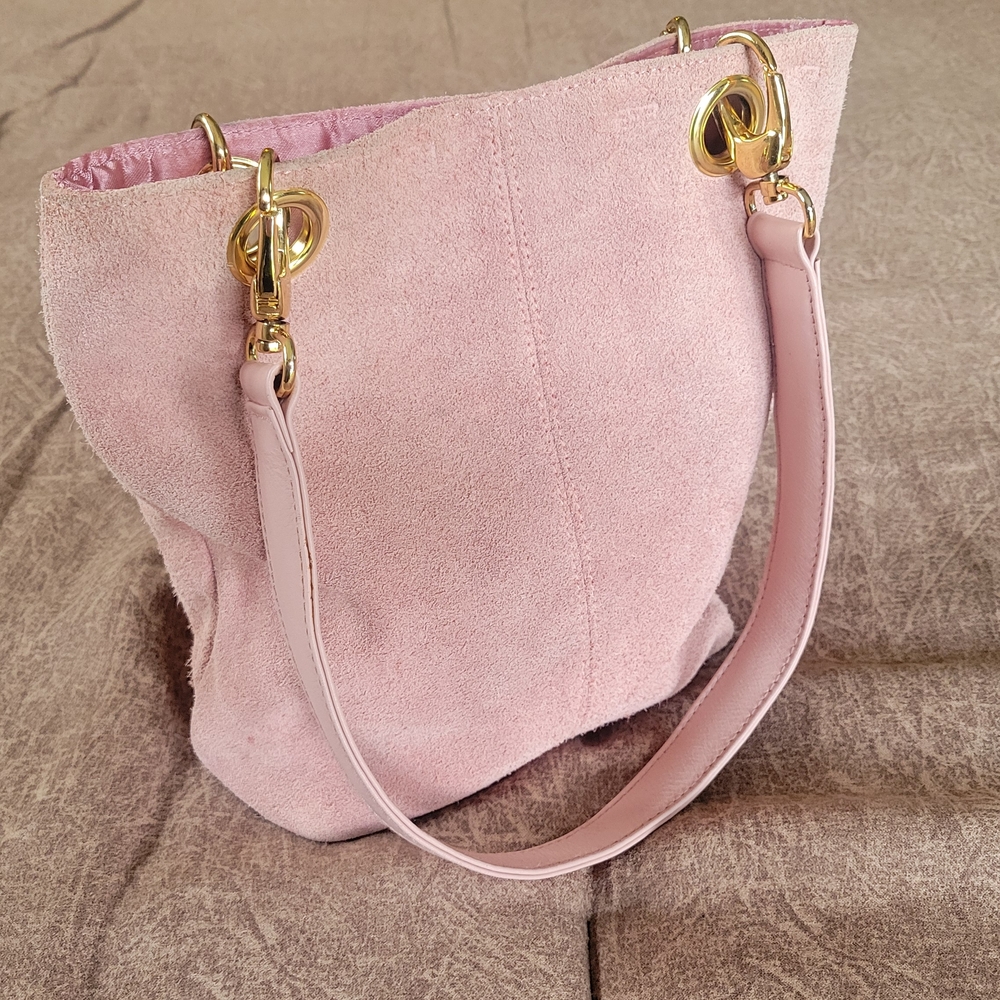Apt. 9 Pink and Gold Shoulder Bag with Luxurious Suede Finish